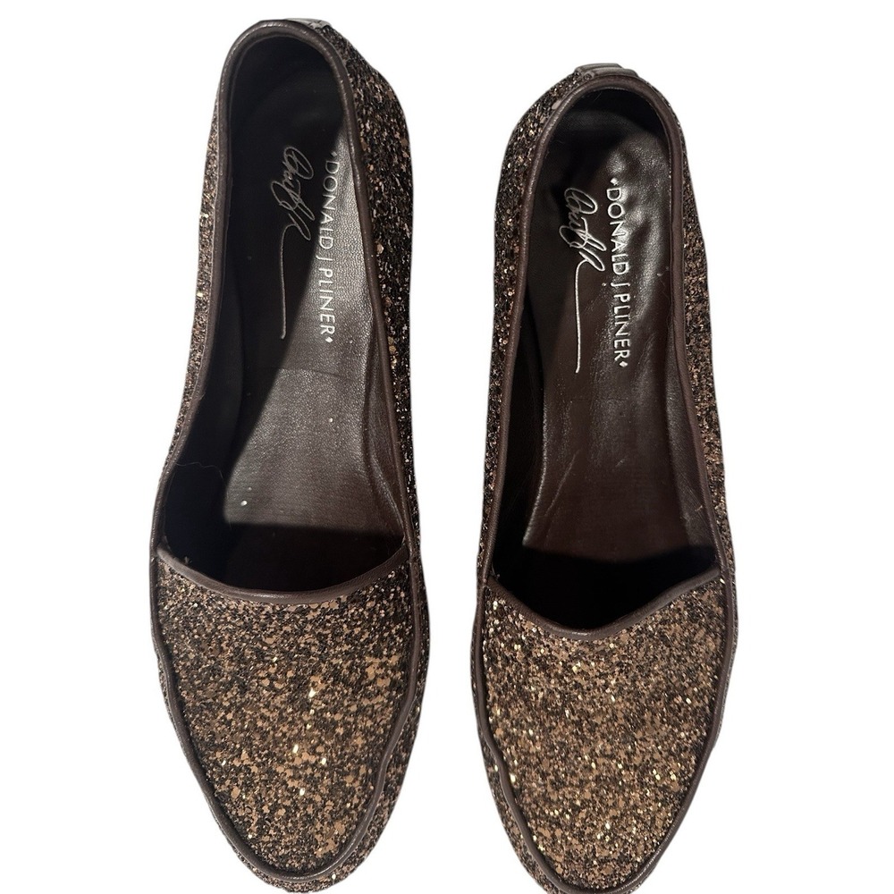 Donald Pliner Women's Denny Loafer Style Slip-On Shoes Sz 10 Bronze Sparkle - Picture 3 of 6